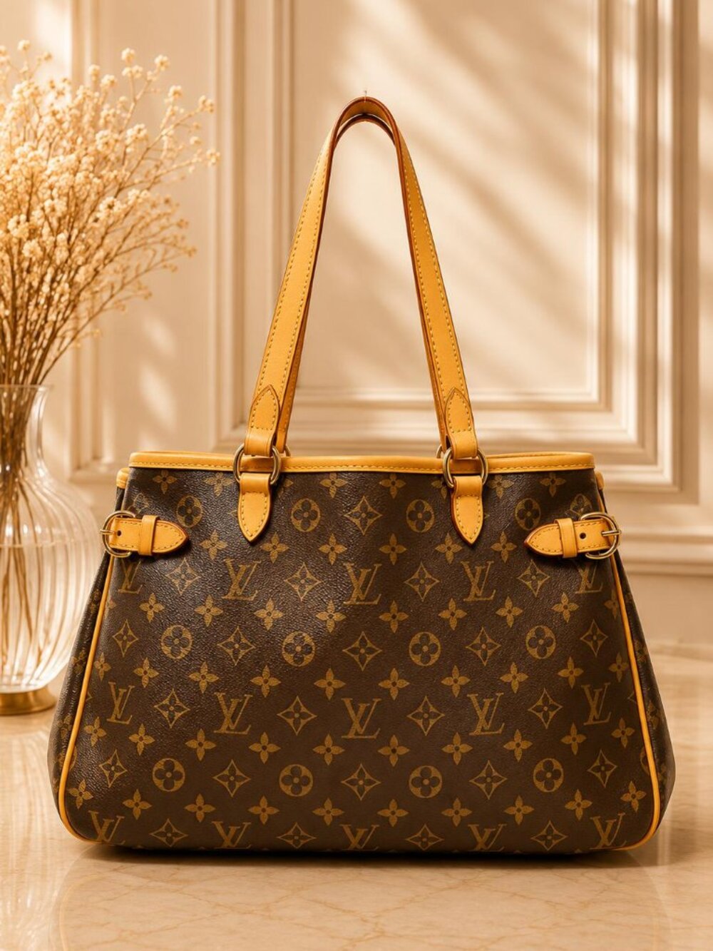 Authentic Louis Vuitton Batignolles Horizontal Monogram Canvas Tote Shoulder Bag